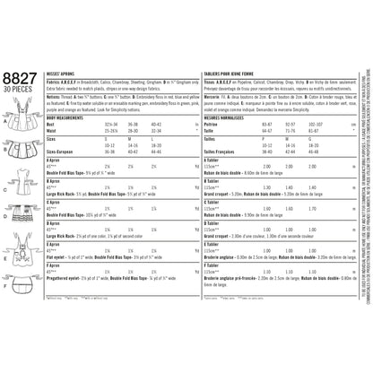 Simplicity Pattern 8827 Misses' Aprons