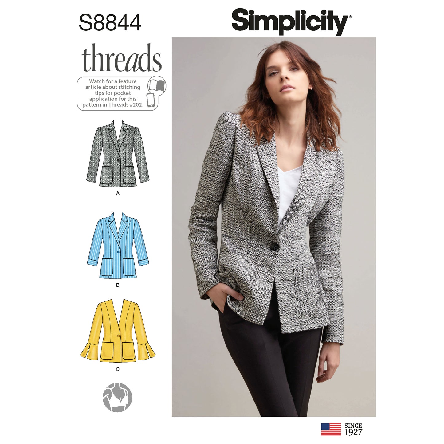 Simplicity Pattern 8844 Misses'/ Miss Petite Unlined Blazer