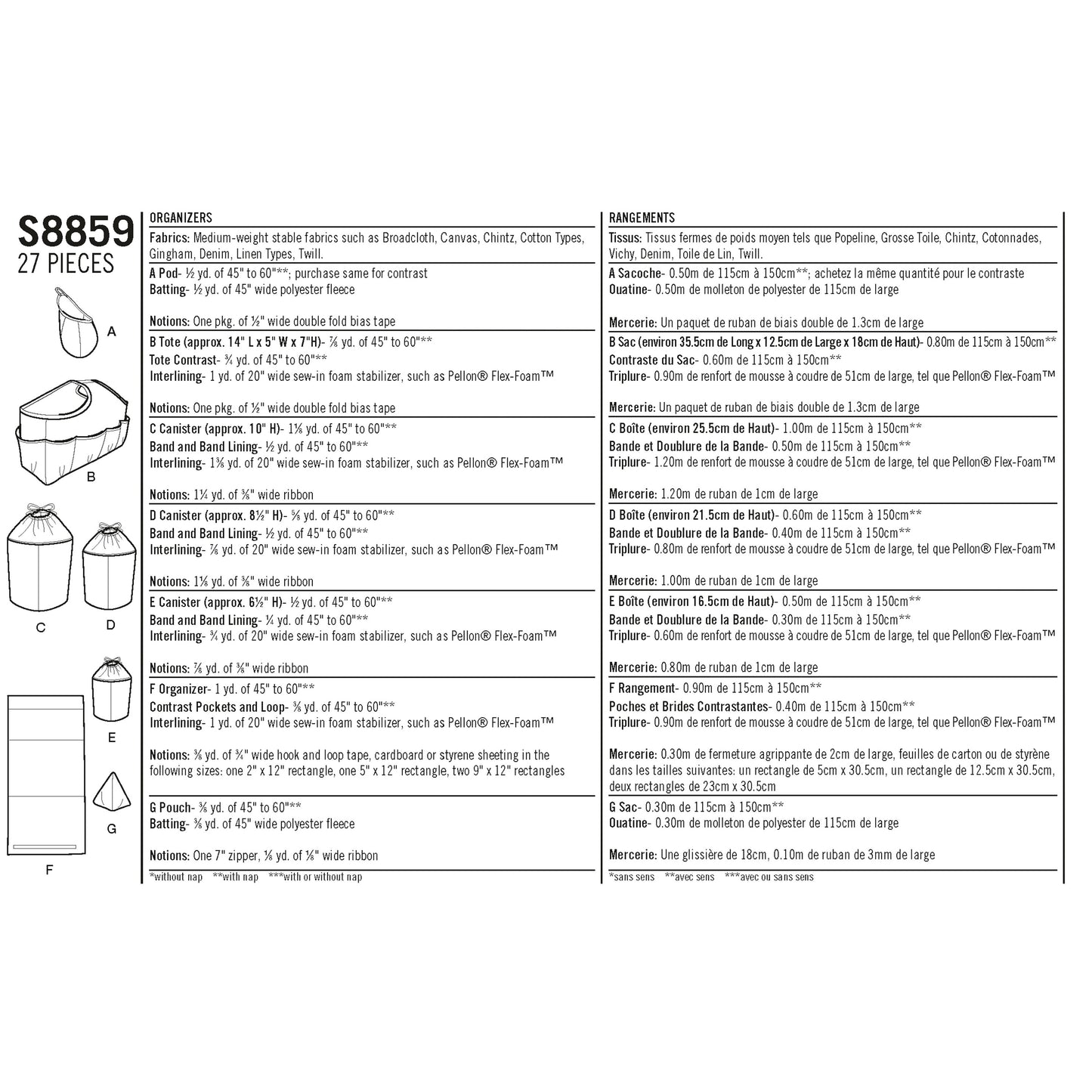 Simplicity Pattern 8859 Organizers