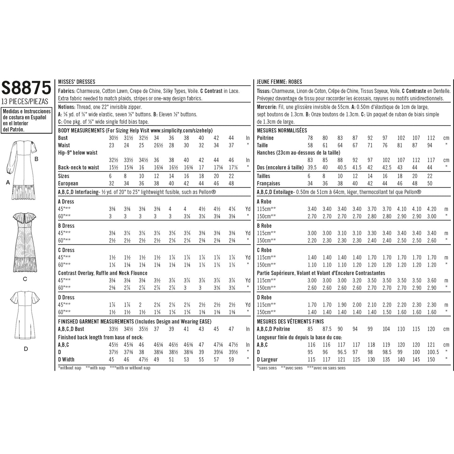 Simplicity Pattern 8875 Misses' Dresses