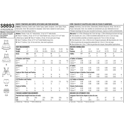 Simplicity Pattern 8893 Babies' Pinafores