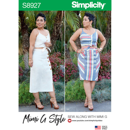 Simplicity Pattern 8927 Misses' Tie Front Tops and Skirts by Mimi G Style