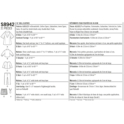 Simplicity Pattern 8942 Harry Potter Doll Clothes