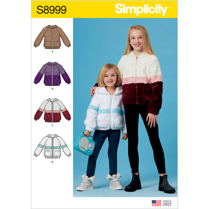 Simplicity Pattern 8999 Children's and Girls' Knit Hooded Jacket