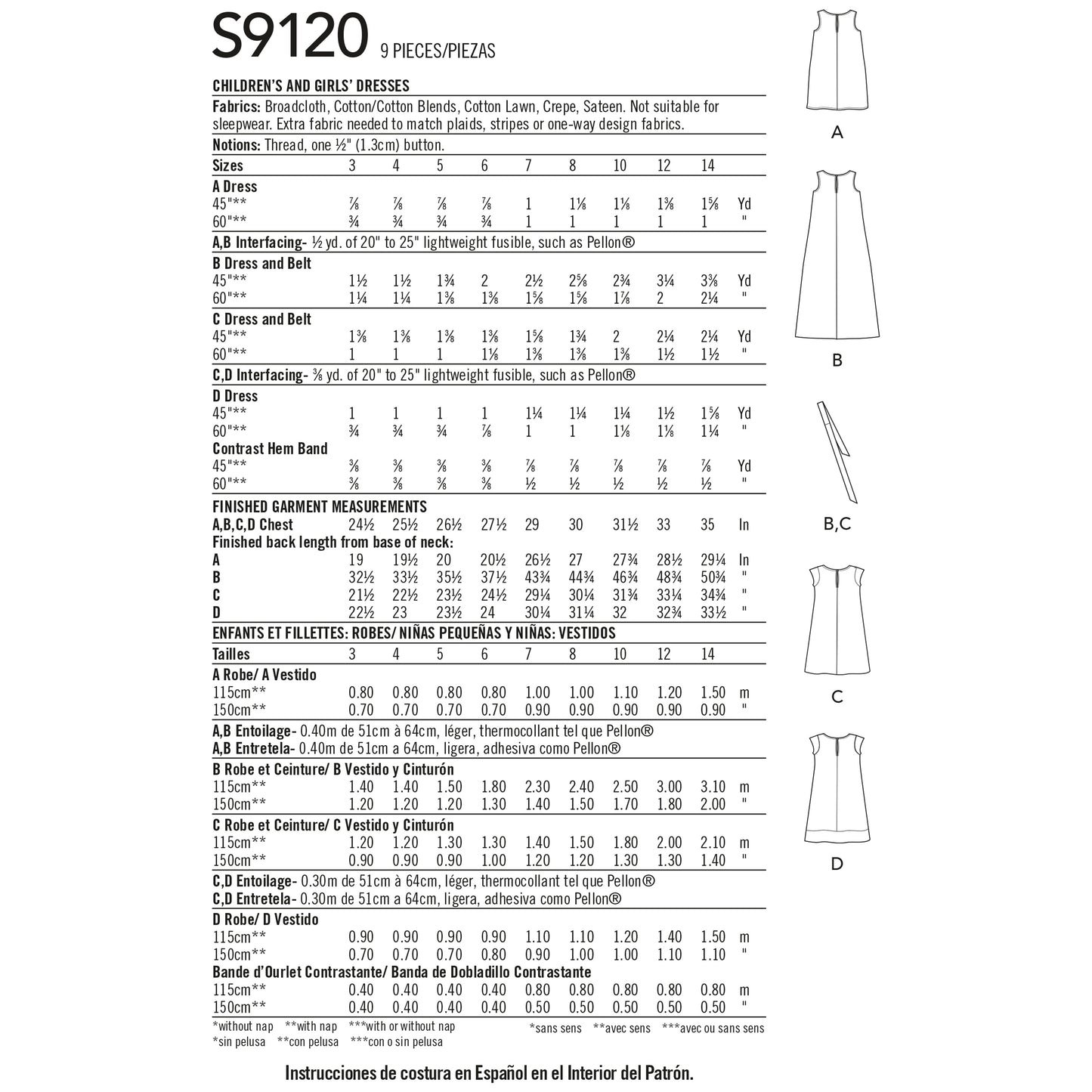 Simplicity Pattern 9120 Children's Dresses