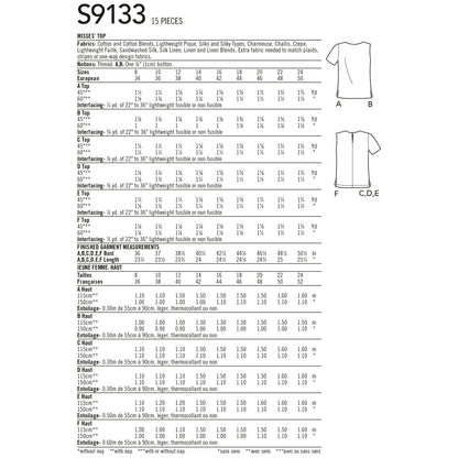 Simplicity Pattern 9133 Misses' Tops