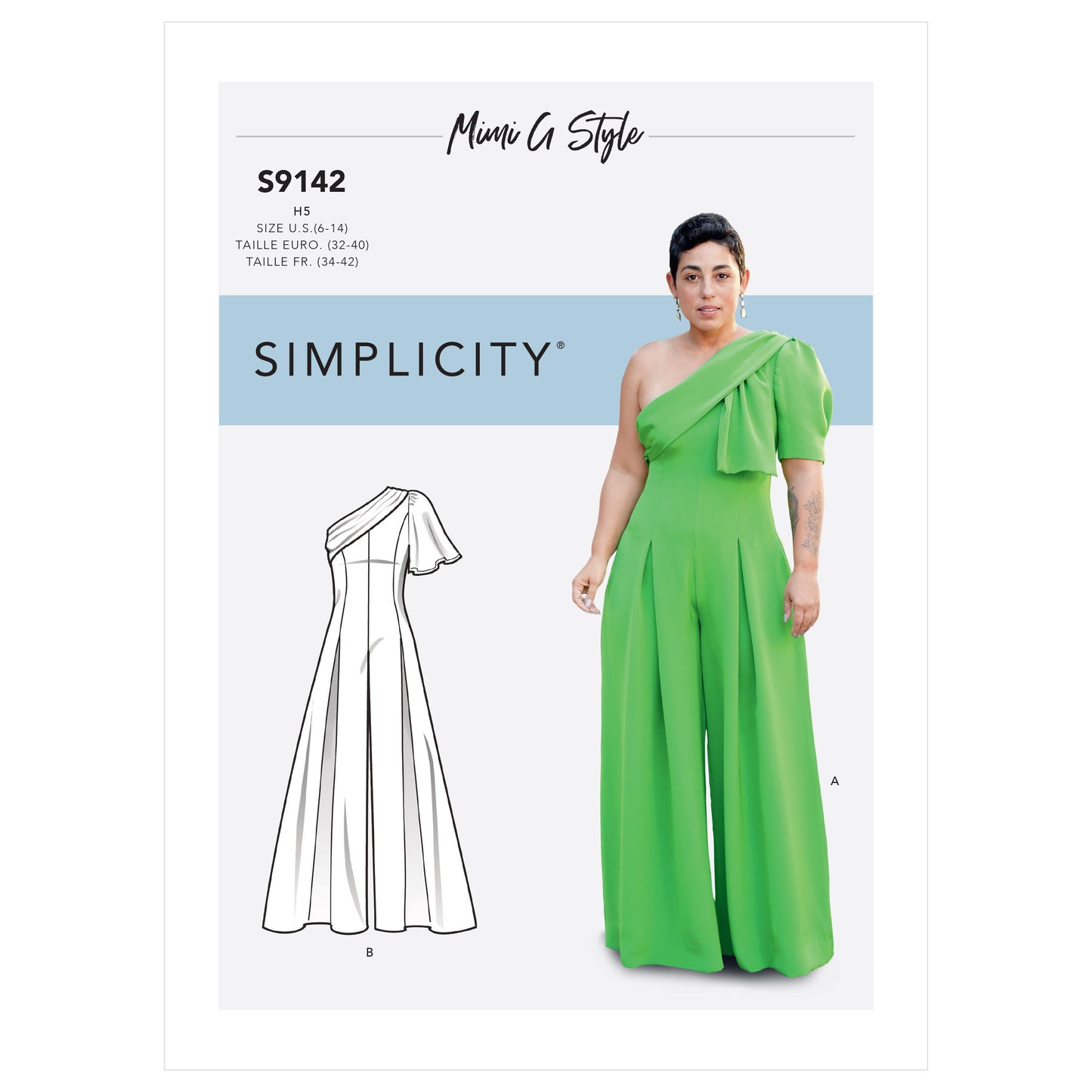 Simplicity Pattern 9142 Misses' Jumpsuit With One Shoulder Drape