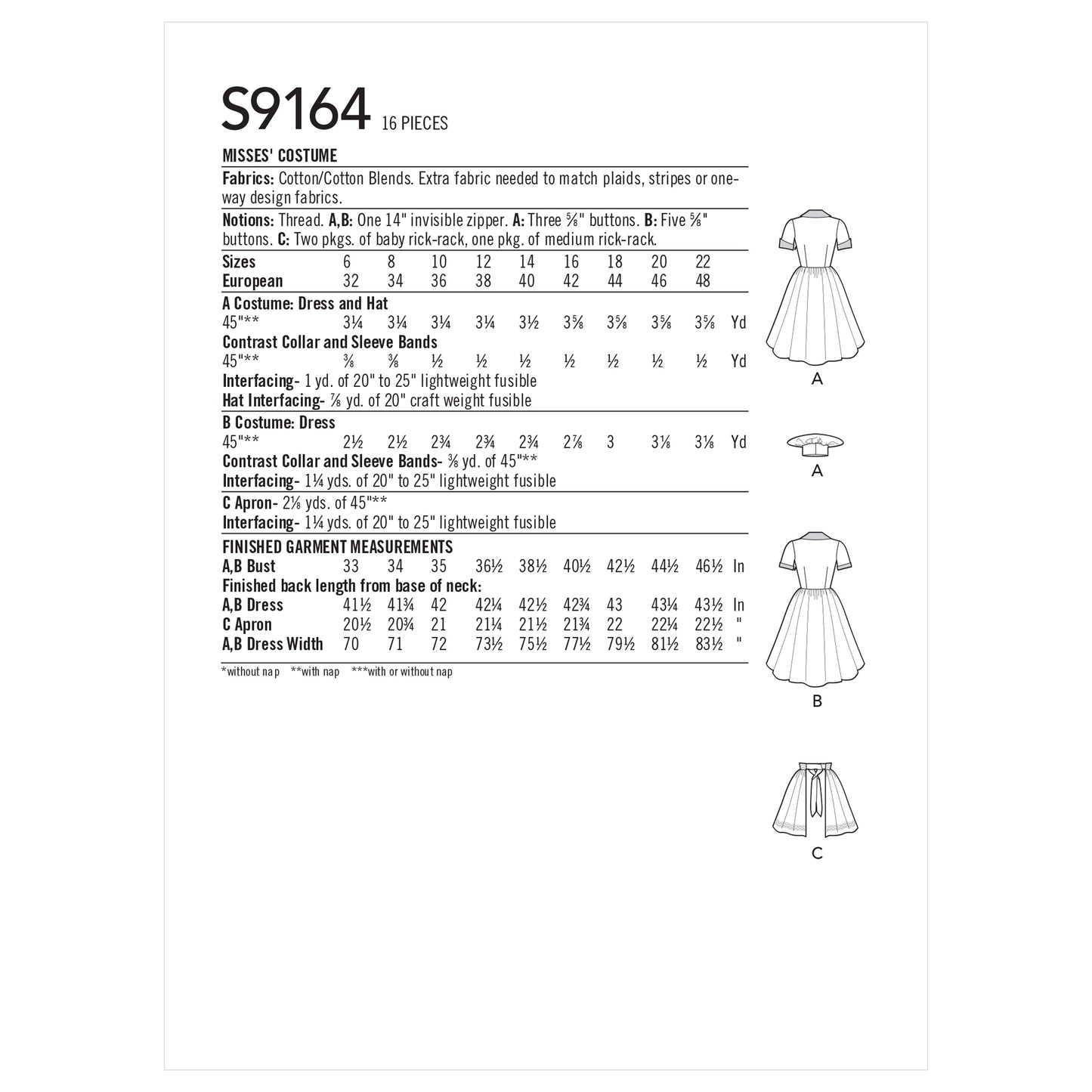 Simplicity Pattern 9164 Misses' Costumes