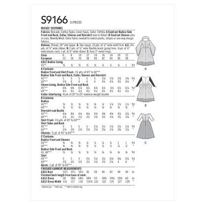 Simplicity Pattern 9166 Misses' Costumes