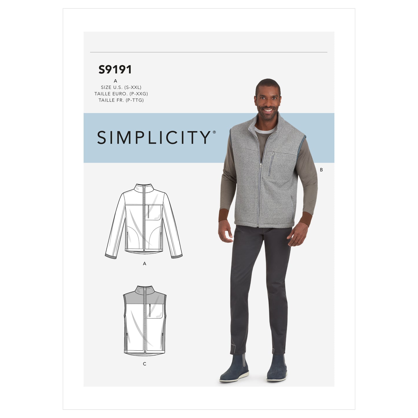 Simplicity Pattern 9191 Men's Vests & Jacket