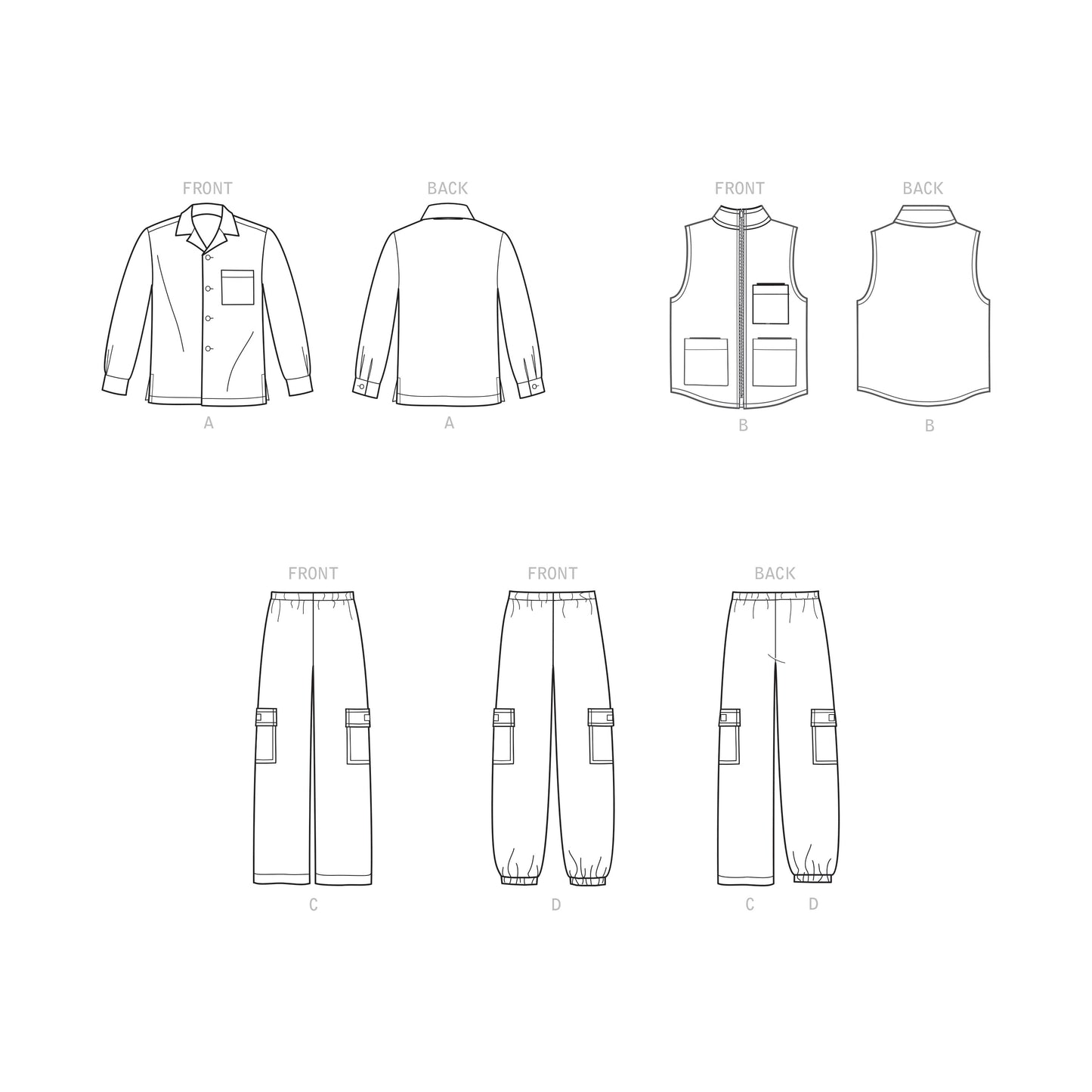 Simplicity Pattern S9201 Children's & Boys' Shirt, Vest & Pull-On Pants