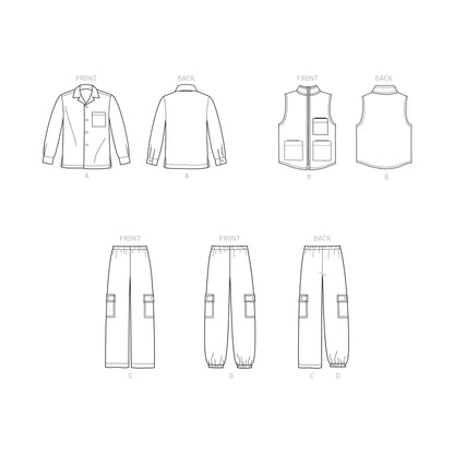 Simplicity Pattern S9201 Children's & Boys' Shirt, Vest & Pull-On Pants