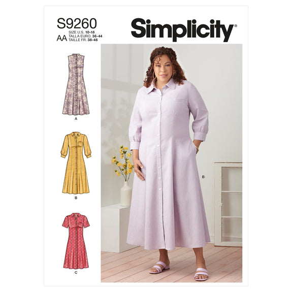 Simplicity Pattern 9260 Misses' & Women's Button Front Dresses – Lincraft