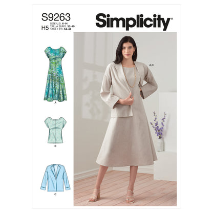 Simplicity Pattern 9263 Misses' Dress, Jacket & Top