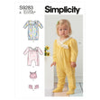 Simplicity Pattern 9283 Infants' Knit Gathered Gown & Jumpsuit