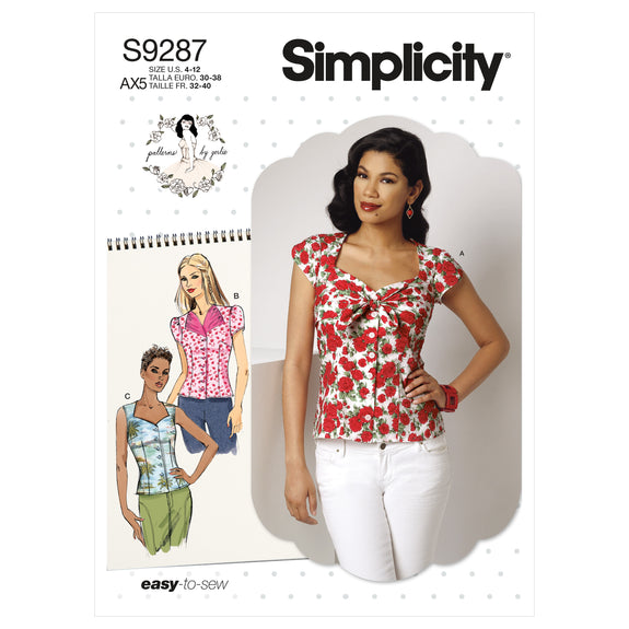 Simplicity Pattern 9287 Misses' Sweetheart-Neckline Blouses – Lincraft