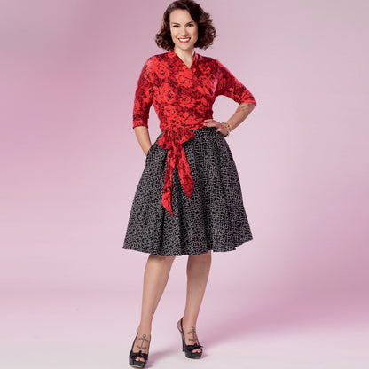 Simplicity Pattern 9288 Misses' Wrap Top & Flared Skirt