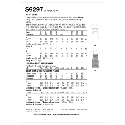 Simplicity Pattern 9297 Misses' Dress