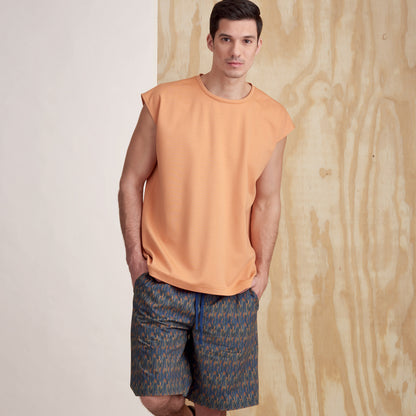 Simplicity Pattern 9314 Men's Knit Top and Shorts