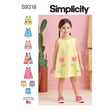 Simplicity Pattern 9318 Toddlers' Tent Tops, Dresses, and Shorts