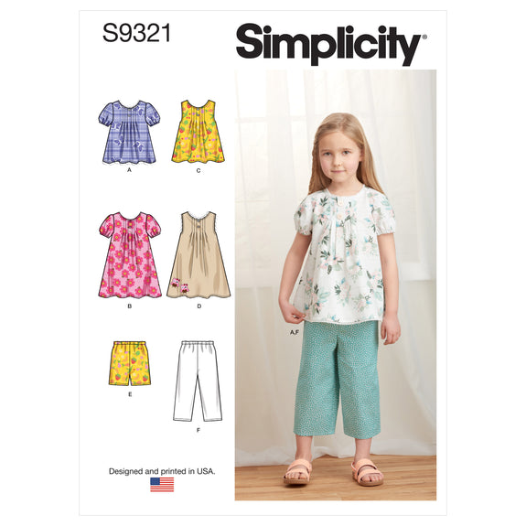 Simplicity 9280 Child's Dresses, Top and Leggings Sewing Pattern