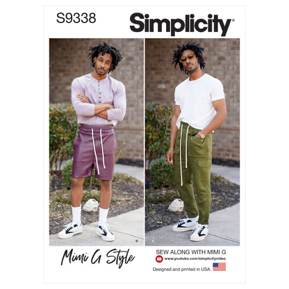 Simplicity Pattern 9338 Men's Pull-On Pants or Shorts