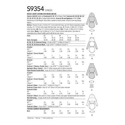 Simplicity SS9354 Miss Jacket Missk & Hat