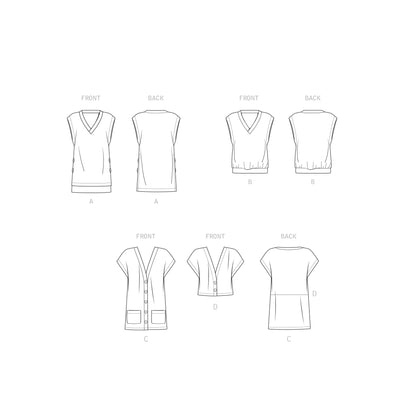 Simplicity Pattern 9374 Misses Knit Vests