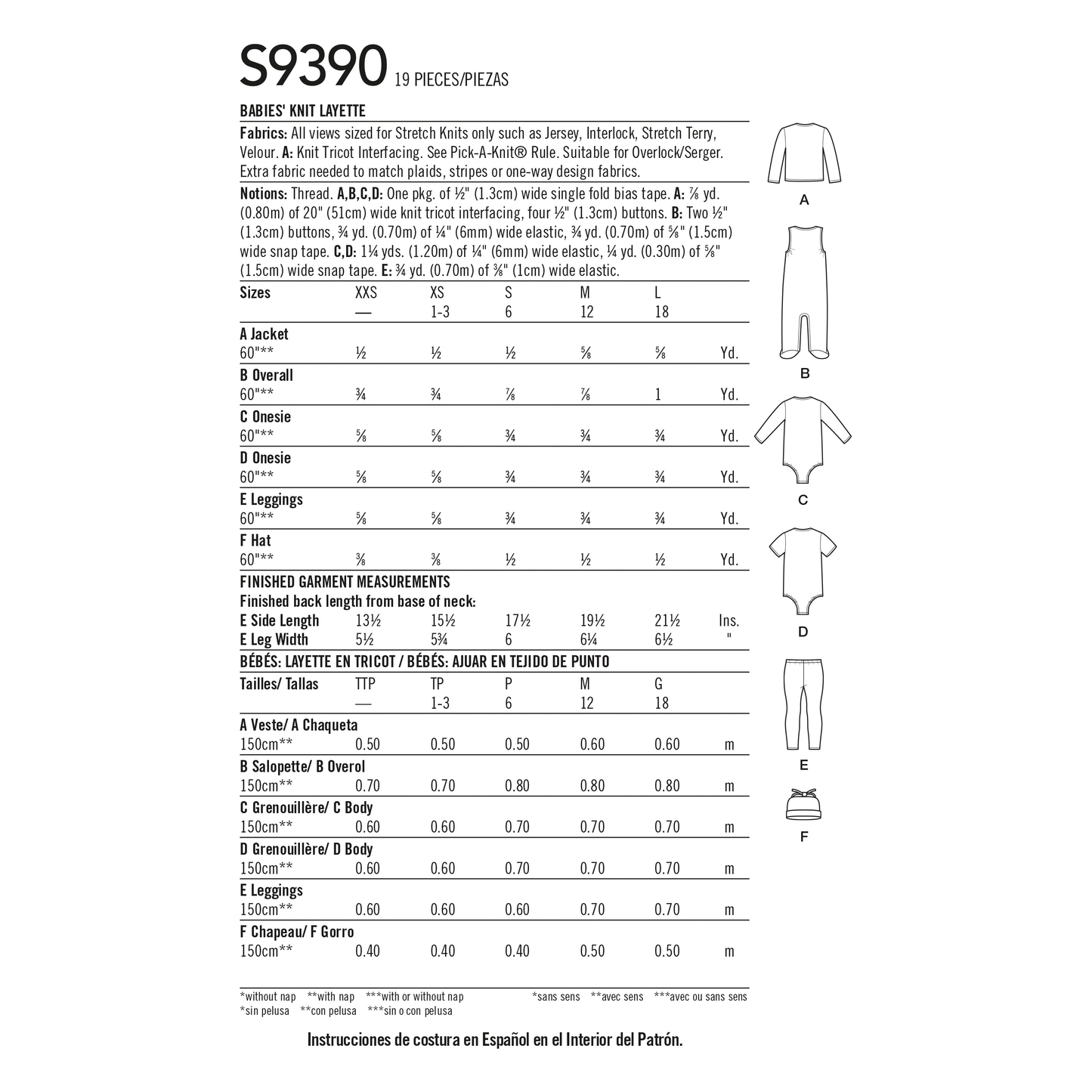 Simplicity Pattern 9390 Babies Knit Layete