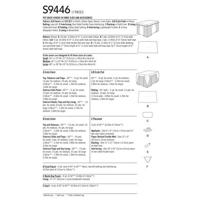 Simplicity Pattern S9446 Pet Crate Covers in Three Sizes & Accessories