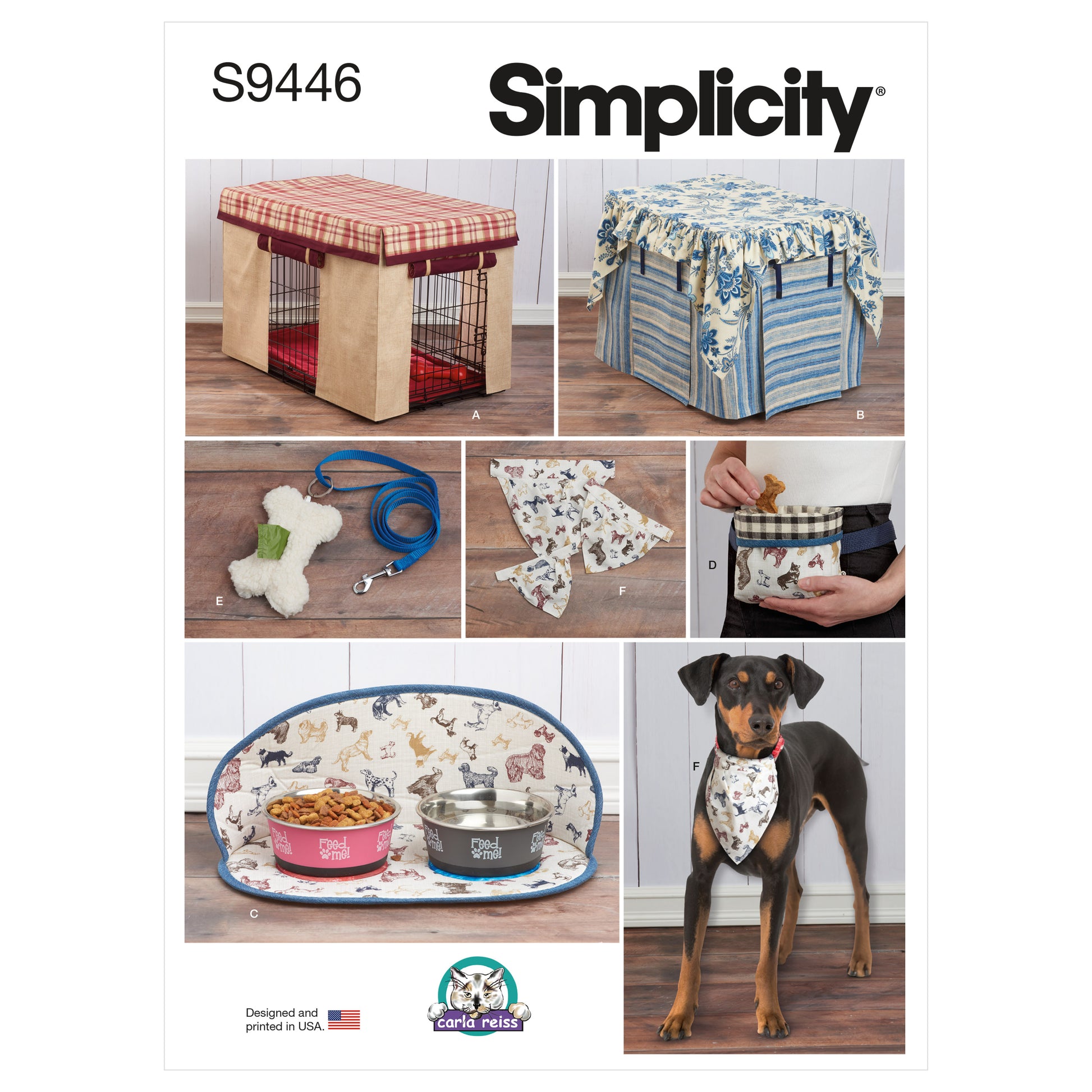 Simplicity Pattern S9446 Pet Crate Covers in Three Sizes & Accessories