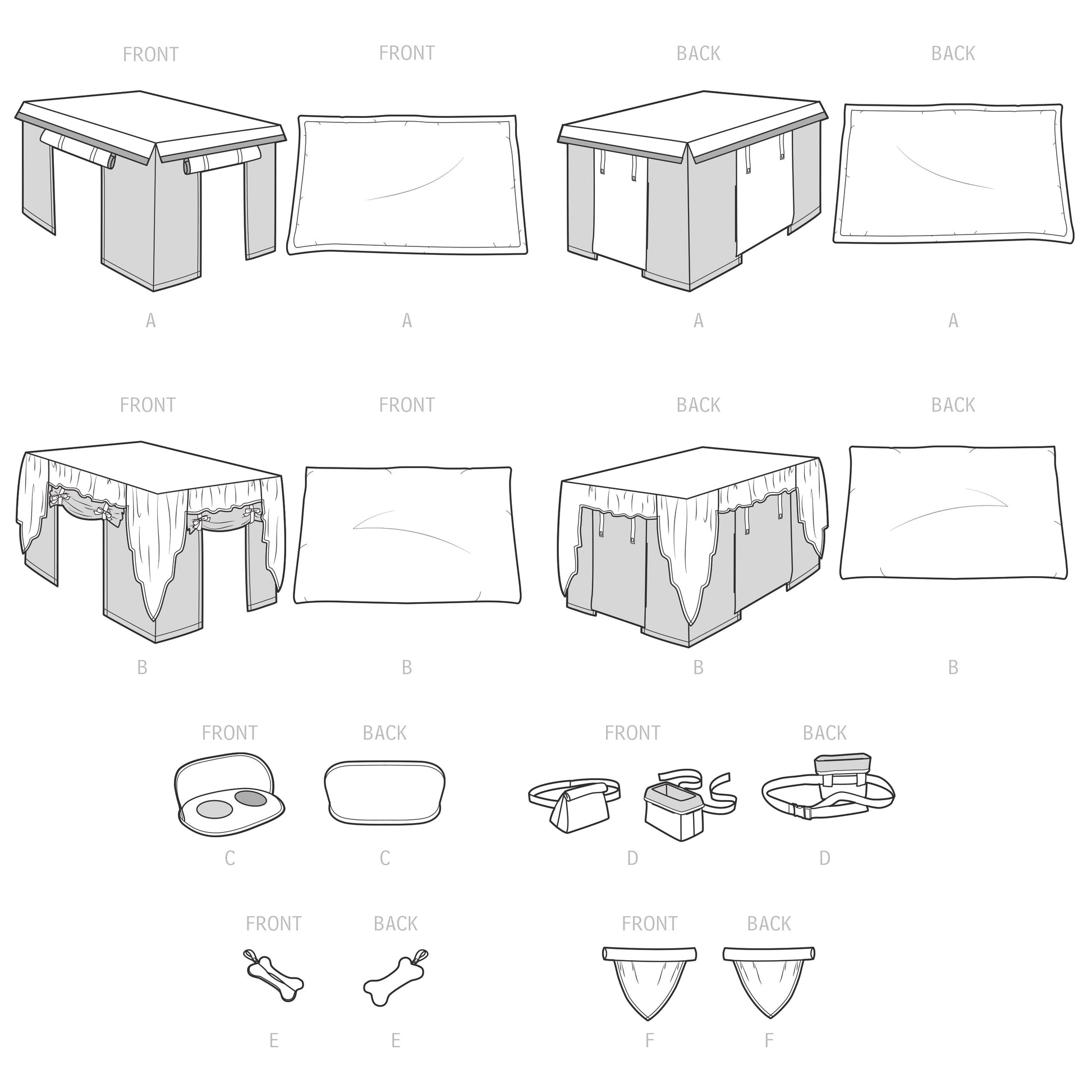 Simplicity Pattern S9446 Pet Crate Covers in Three Sizes & Accessories