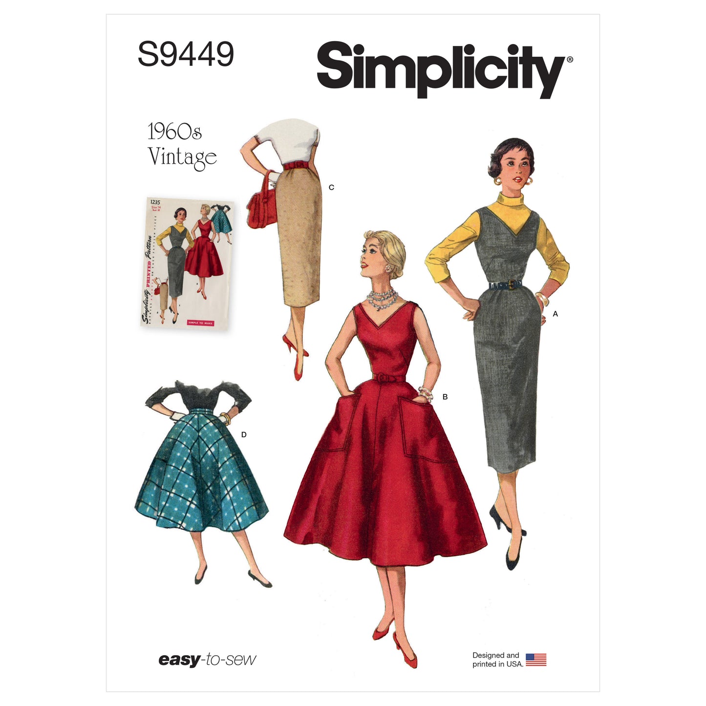 Simplicity Pattern S9449 Misses' Dress, Jumper & Skirts