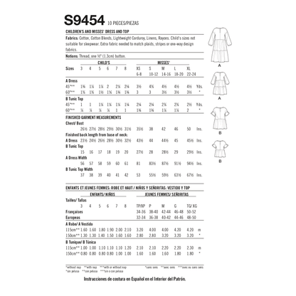 Simplicity Pattern S9454 Children's & Misses' Dress & Top