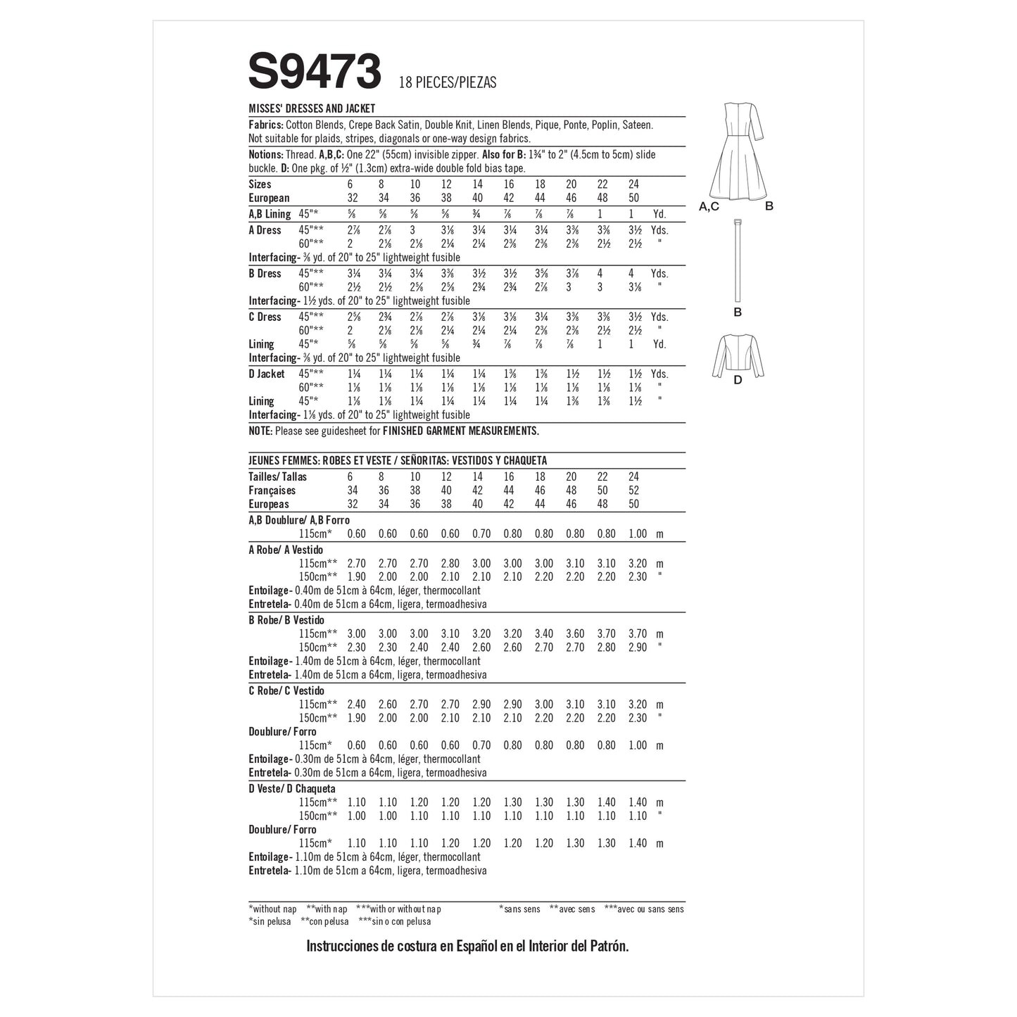 Simplicity Pattern S9473 Misses' Dresses and Jacket