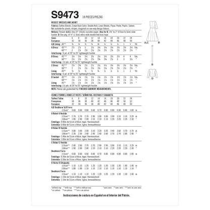 Simplicity Pattern S9473 Misses' Dresses and Jacket