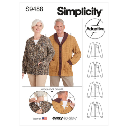 Simplicity Pattern S9488 Unisex Adaptive Cardigan