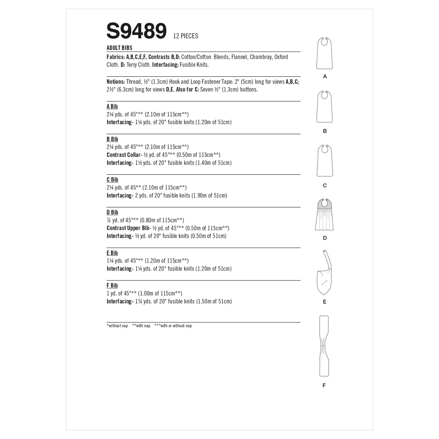 Simplicity Pattern S9489 Adult Bibs