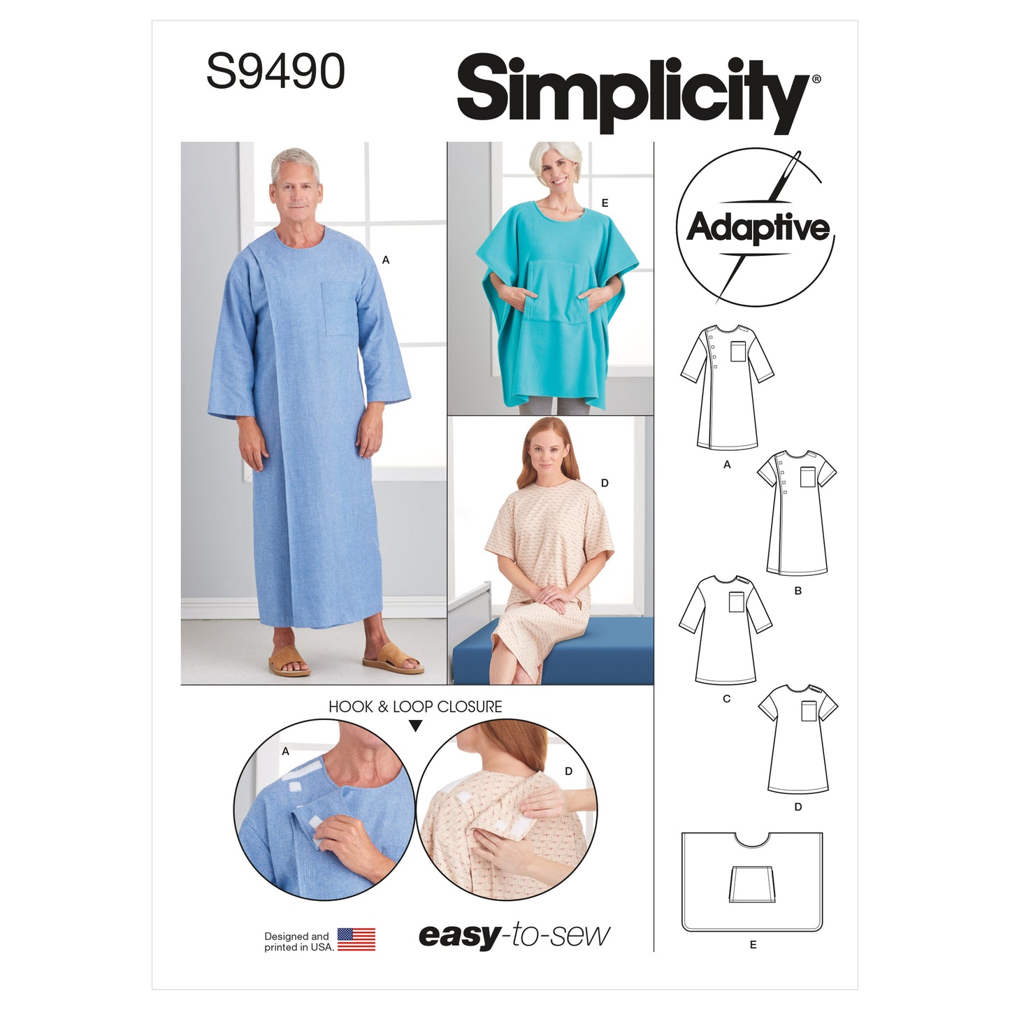 Simplicity Pattern S9490 Unisex Recovery Gowns and Bed Robe