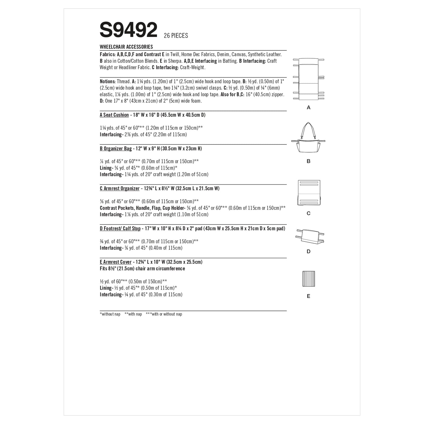 Simplicity Pattern S9492 Wheelchair Accessories