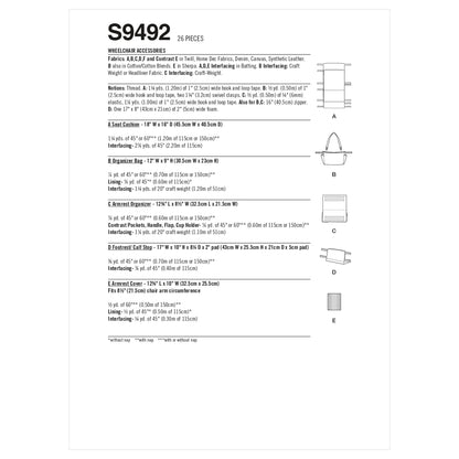 Simplicity Pattern S9492 Wheelchair Accessories