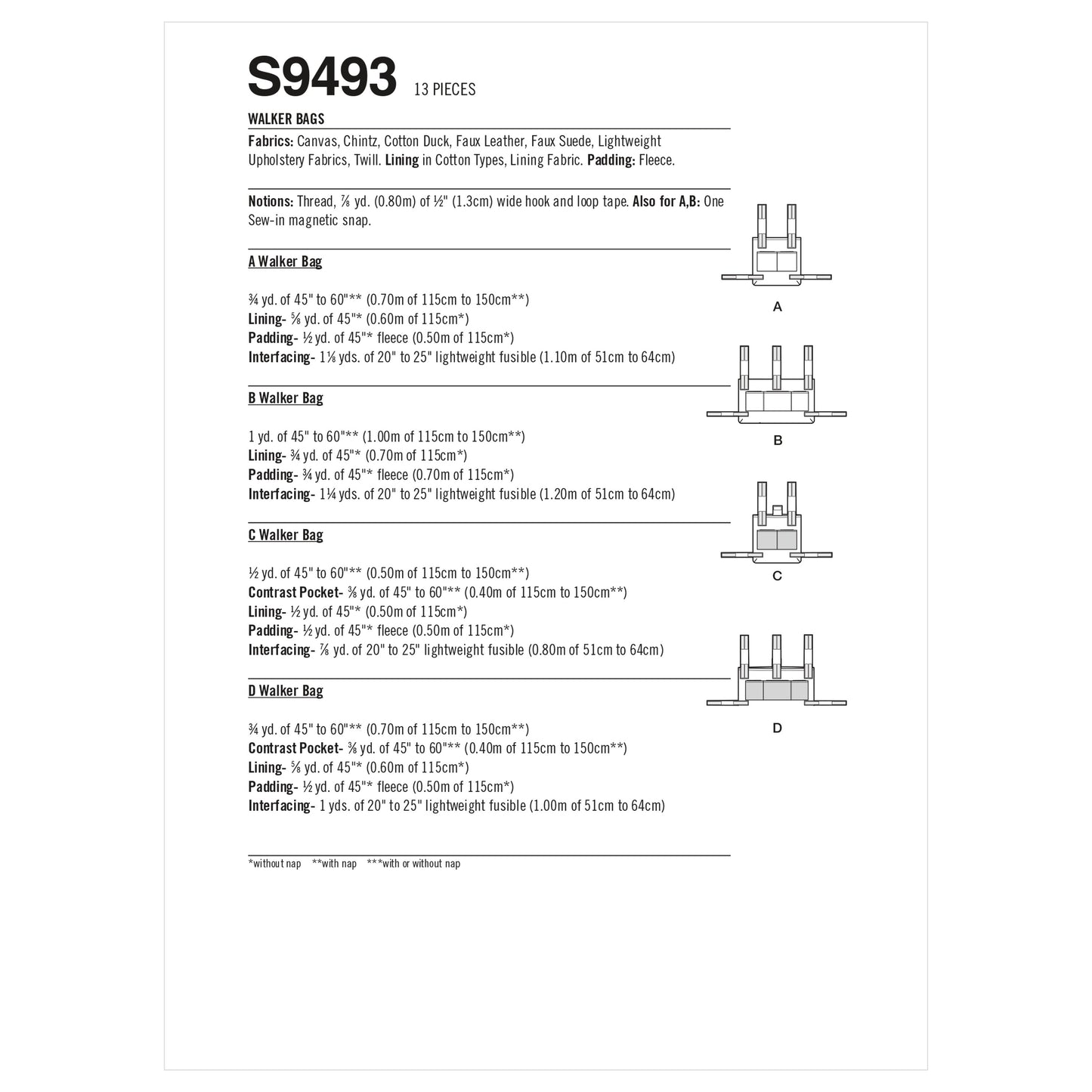 Simplicity Pattern S9493 Walker Bags