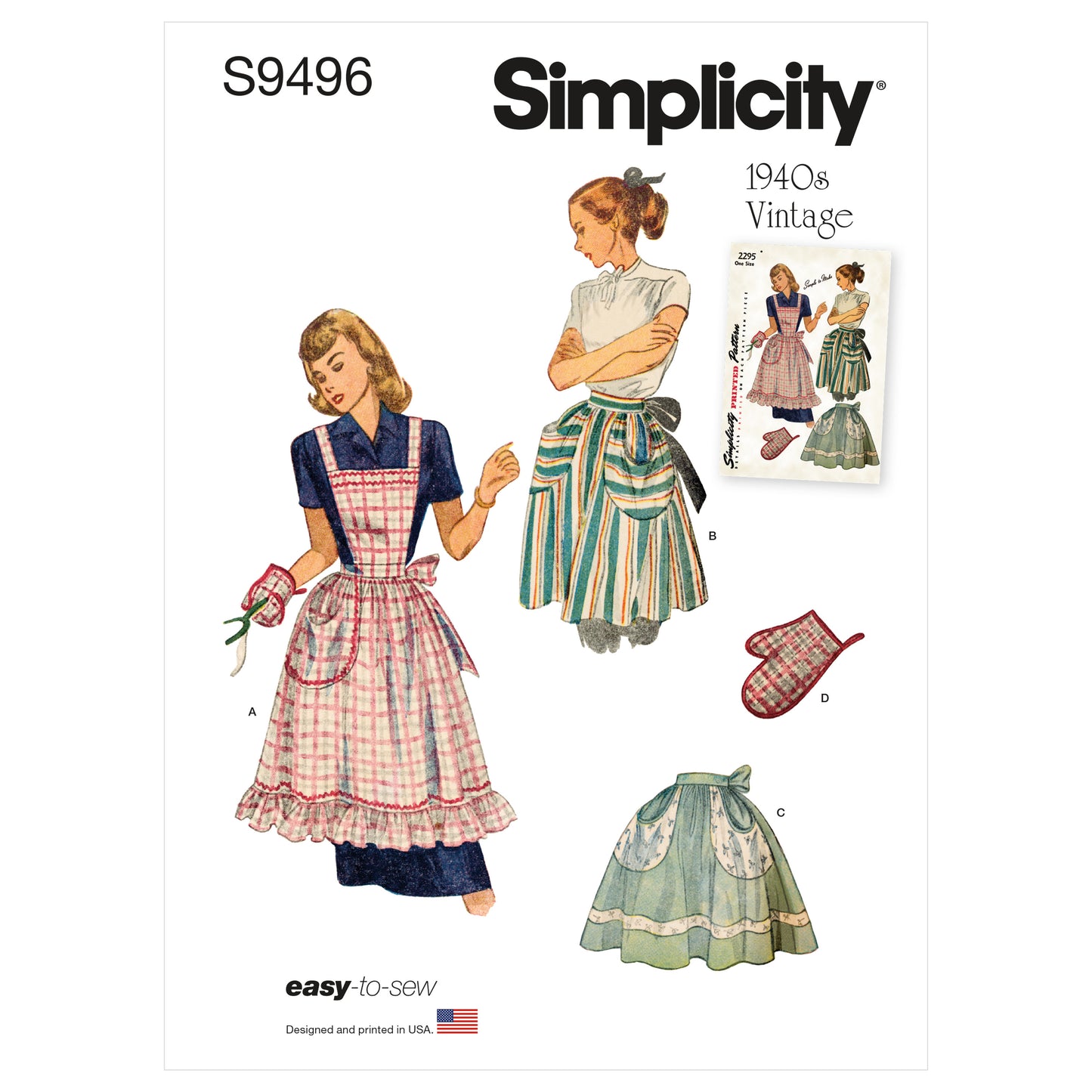 Simplicity Pattern S9496 Misses' Vintage Apron