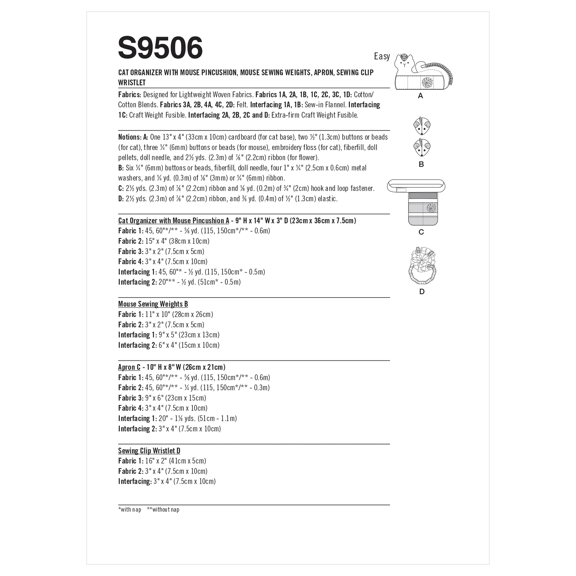 Simplicity SS9506 Cat Organizer & Sew Accessories