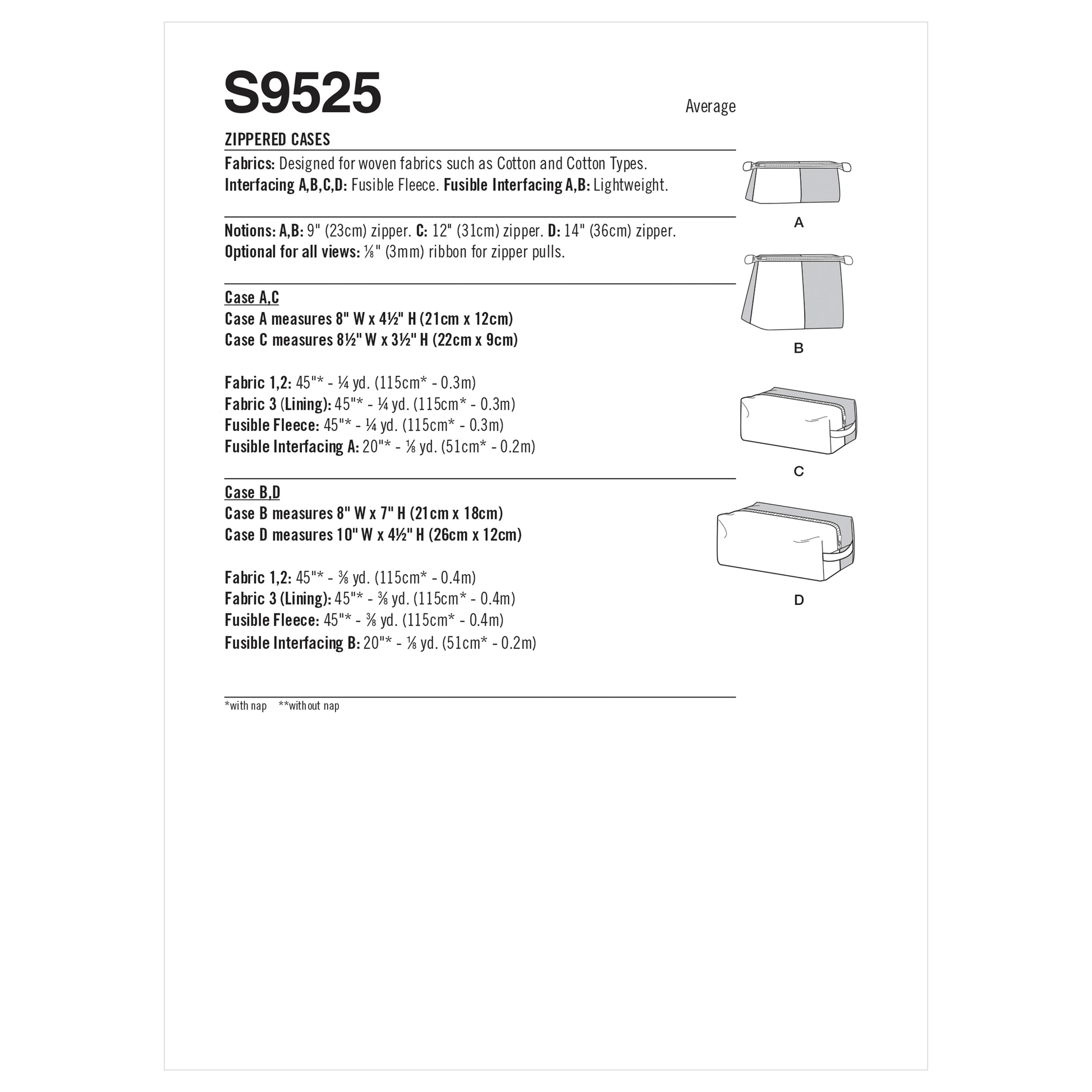 Simplicity SS9525 Zippered Cases