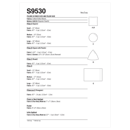 Simplicity SS9530 Pillows & Pillow Case