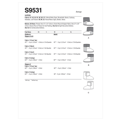 Simplicity SS9531 Slippers