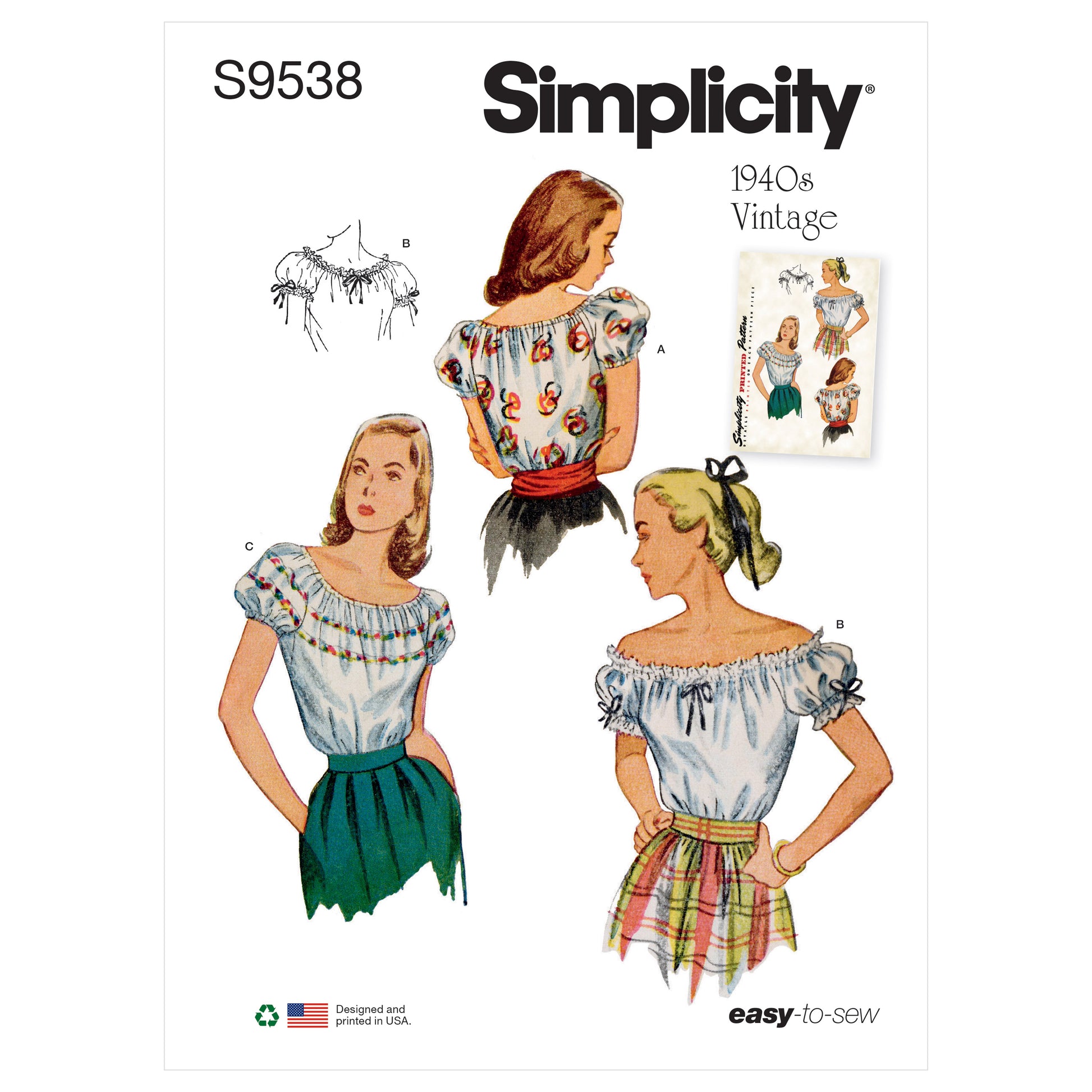 Simplicity SS9538 Misses' Blouses