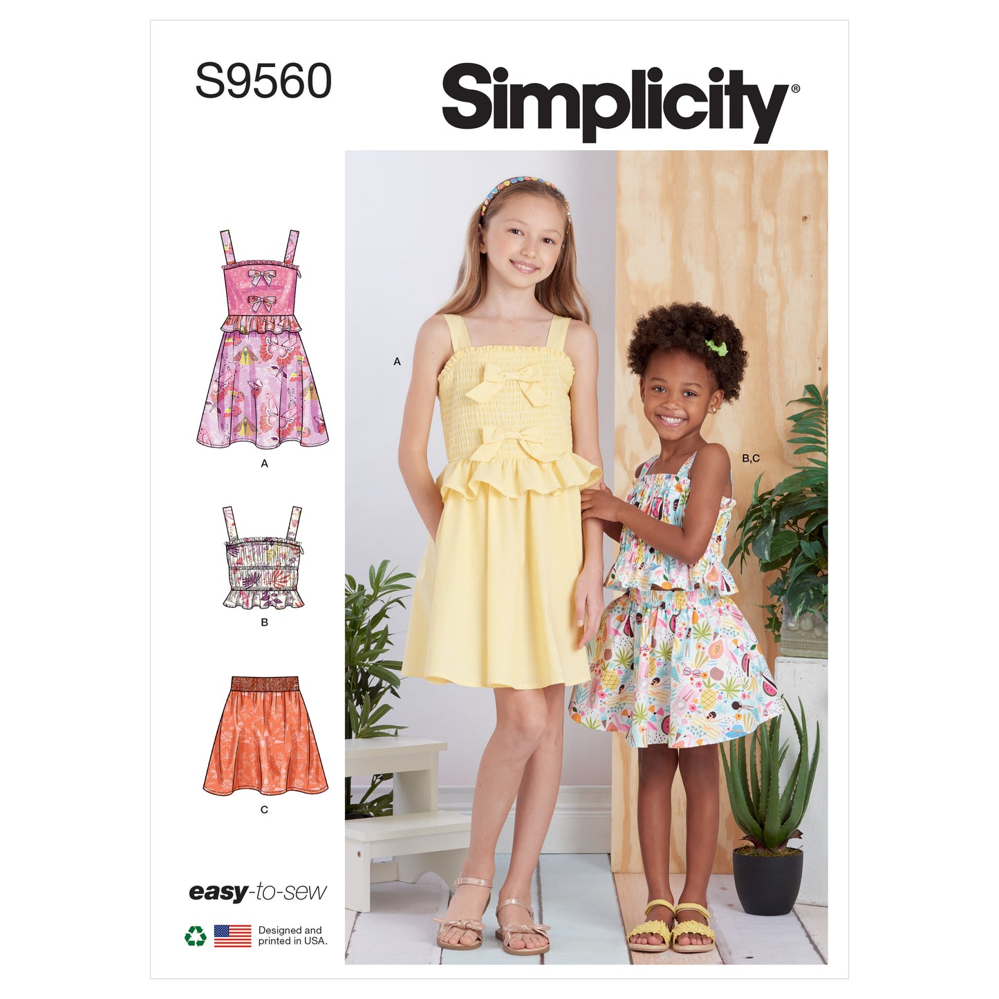 Simplicity SS9560 Child/Girl Dress, Top, Skirt