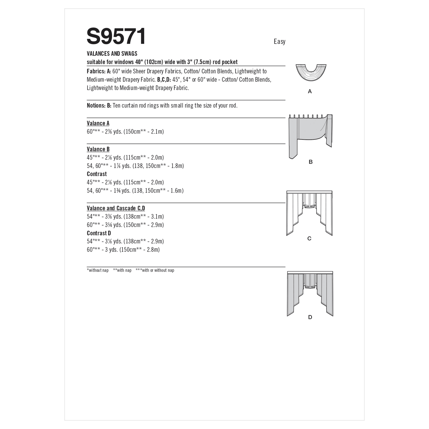 Simplicity SS9571 Valances And Swags